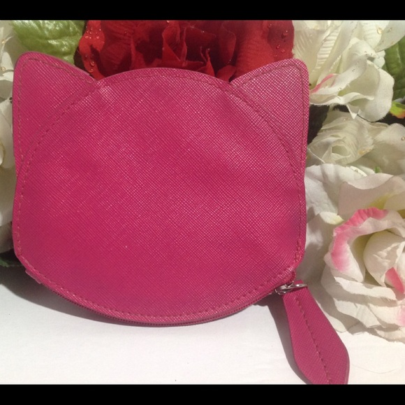 Owl Face Coin Purse Pink Faux Leather Zip Closure - Picture 2 of 10